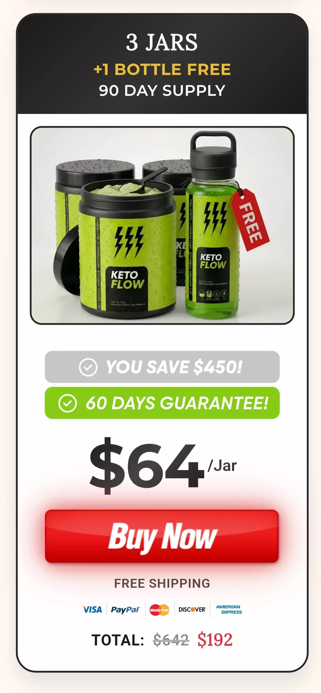 KetoFlow™ 3 jars pricing